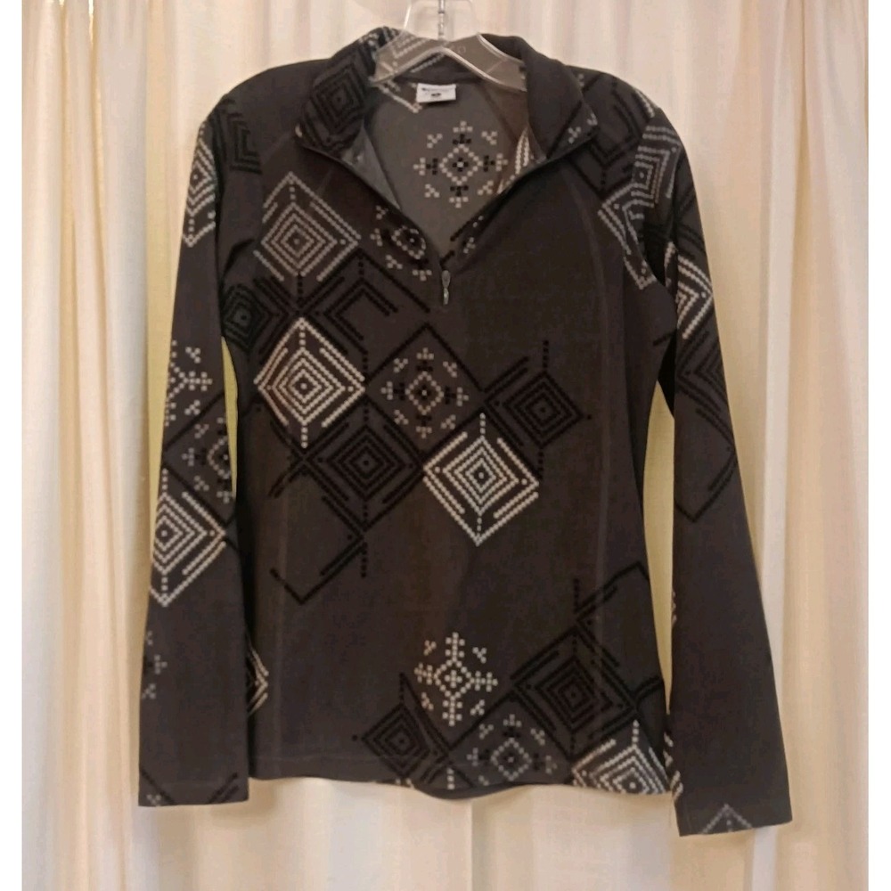 Columbia Women's S‎ Fleece Pullover Sweater 1/4 Zip Lightweight Aztec Gray Black